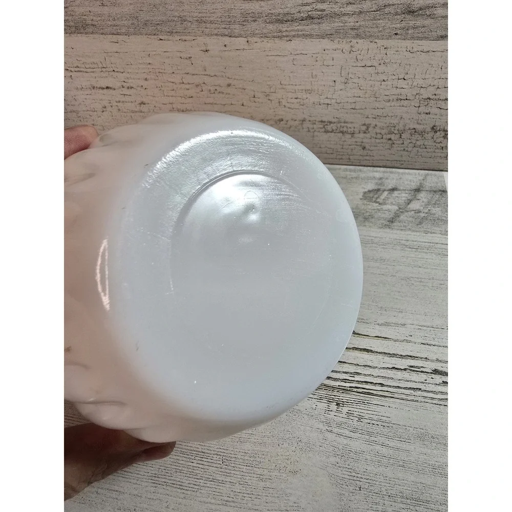 Vintage White Milk Glass Ruffled Rim Ribbed Vase Planter 4.5‎ Inch MCM Decor